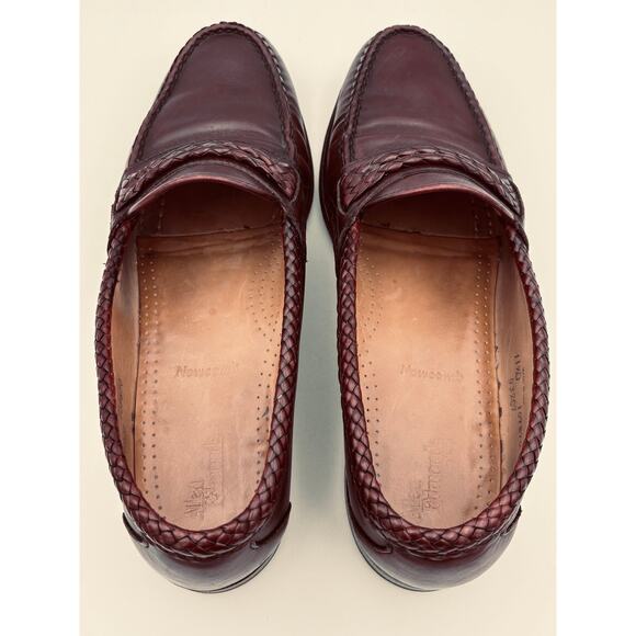 Allen Edmonds Newcomb Leather Burgundy Woven Braided Trim Loafers Size 11.5 D main image 4